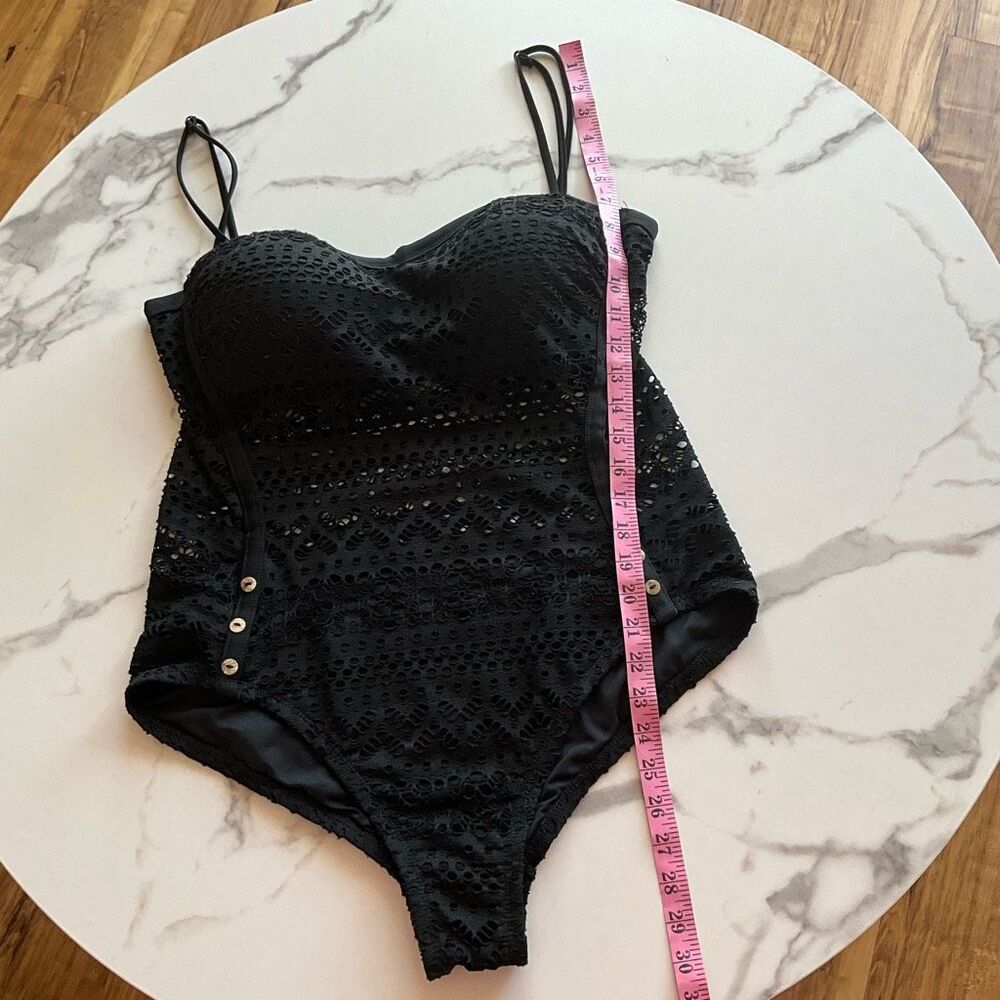 Womens Adjustable Spaghetti Strap Lined Lace Blac… - image 7